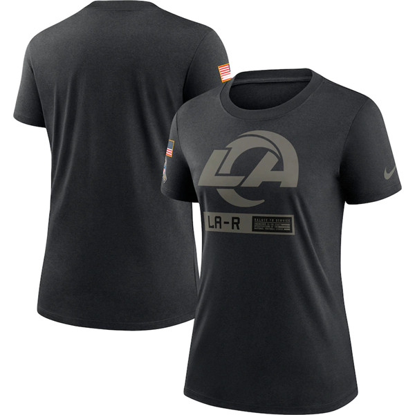 Women's Los Angeles Rams Black NFL 2020 Salute To Service Performance T-Shirt (Run Small)